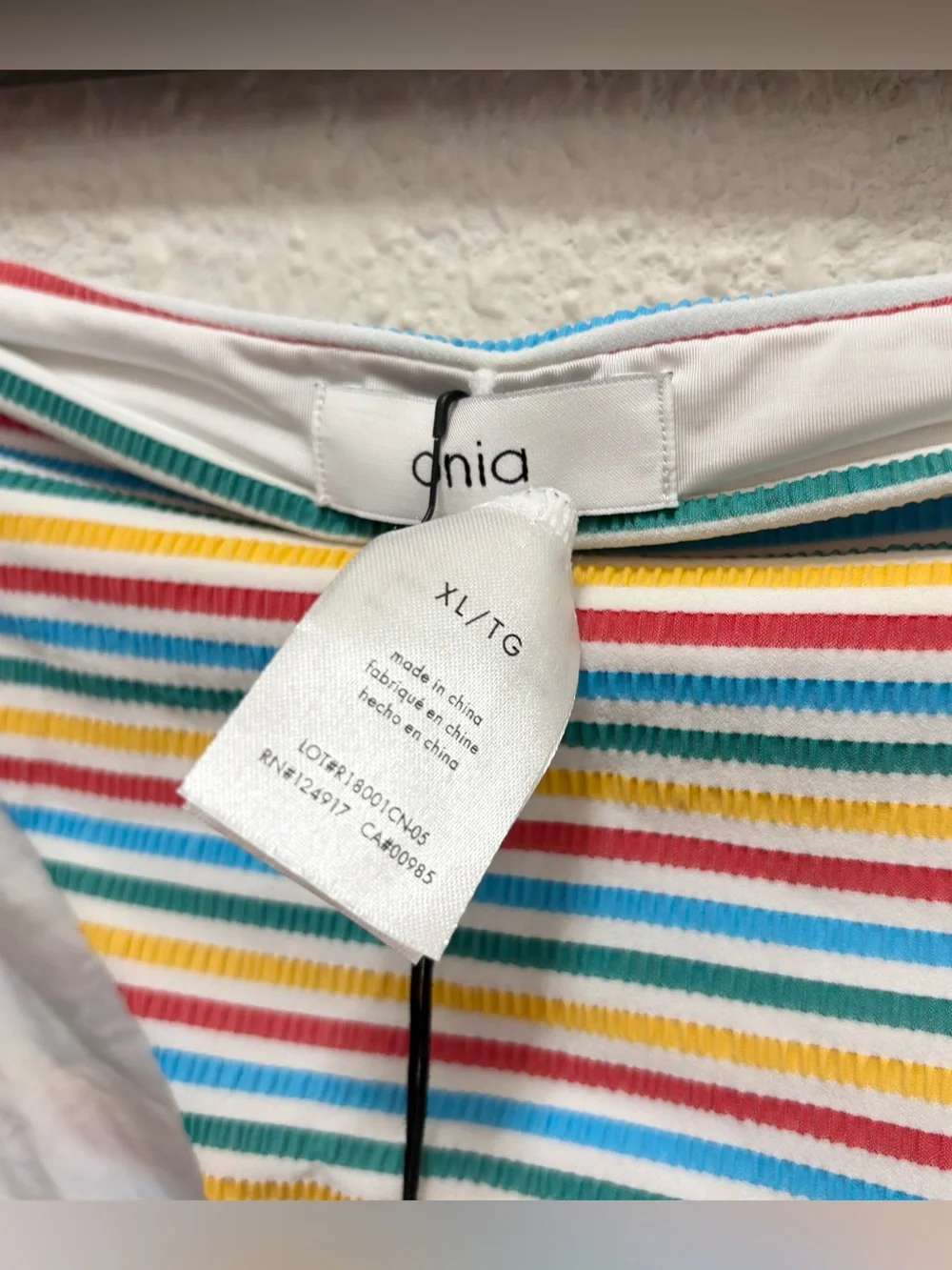 Onia Lilly Multi Color Seersucker Stripe Bikini Bottoms Size XL NWT